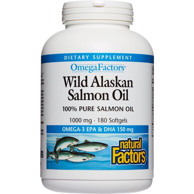 Natural Factors OmegaFactors Wild Alaskan Salmon Oil 1000 mg, 180 Softgels