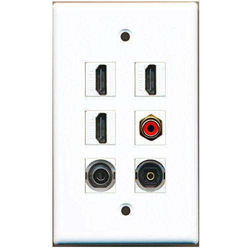 RiteAV - 3 HDMI 1 Port RCA Red 1 Port Toslink 1 Port 3.5mm Wall Plate