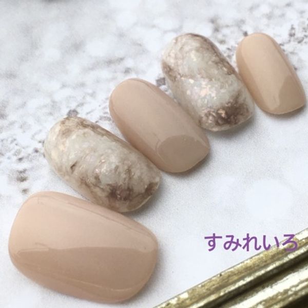 Nail tips ♪ Size order nail tips ♪ Coming-of-age nail tips, bridal nail tips, adult nails, weddings, graduations, school admissions ☆ Short nail tips, simple nail tips, short, small nails, oval, round ●Cafe beige chocolate marble