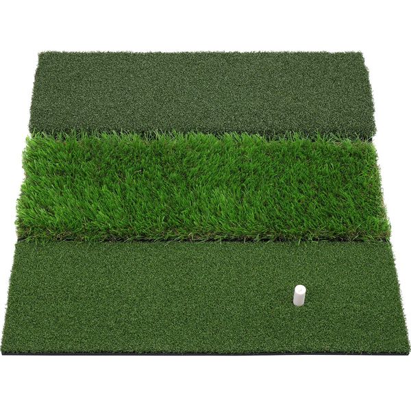 SkyLife Tri-Turf/Dual-Turf Golf Hitting Mat 24'' x 25'', Driving Chipping Putting Training Aids for Backyard Home Garage Outdoor Practice with TEEs (XL Tri-Turf (24'' x 25''))