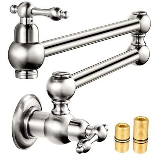 Pot Filler Faucet Wall Mount Stove Faucet, Kitchen Sink Pot Brushed Nickel