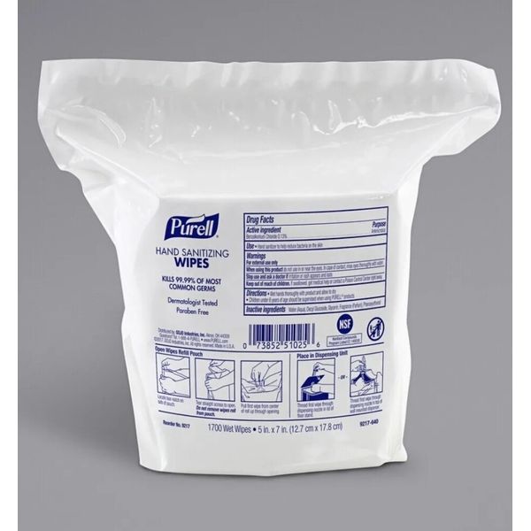 1700 COUNT! PURELL HAND SANITIZING WIPES REFILL PACK Alcohol Free Kills 99.99%