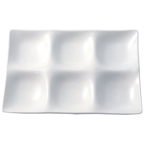 Fukui Craft ZA-408691 Plate, Made in Japan, Party Plate, Six Plate, 10.0 x 6.7 x 0.9 inches (255 x 170 x 24 mm), White