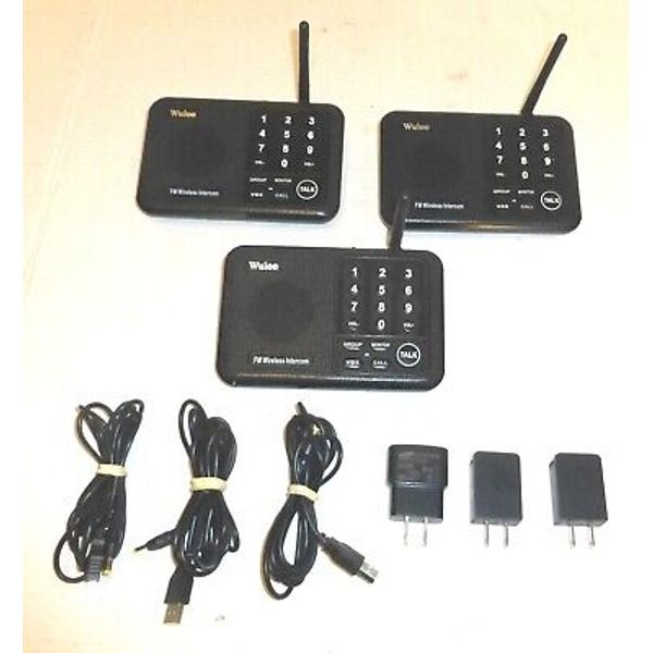 Set of 3 Wuloo WL-666 FM Wireless Home Intercom System 1 HAS BROKEN ANTENNA READ