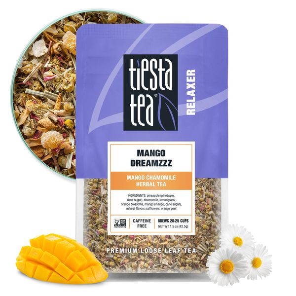 Tiesta Tea - Mango Dreamzzz | Mango Chamomile Herbal Tea | Premium Loose Leaf Tea | Non Caffeinated Tea | Make Hot or Iced Tea & Brews Up to 25 Cups | Made w/ Natural Ingredients - 1.5oz Resealable Pouch