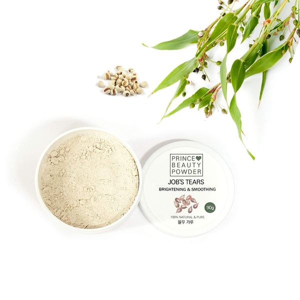 [Korean Herbal Beauty Powder] Prince Natural Beauty JOB’S TEARS Powder for facial mask (3.17oz / 90g) with 100% Cotton Facial Gauze Mask (10 sheets) 율무 팩 가루