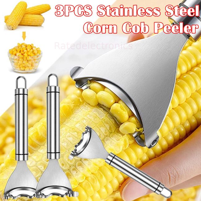 3PCS Stainless Steel Corn Kernel Peeler Stripper Kitchen Remover Thresher Tools