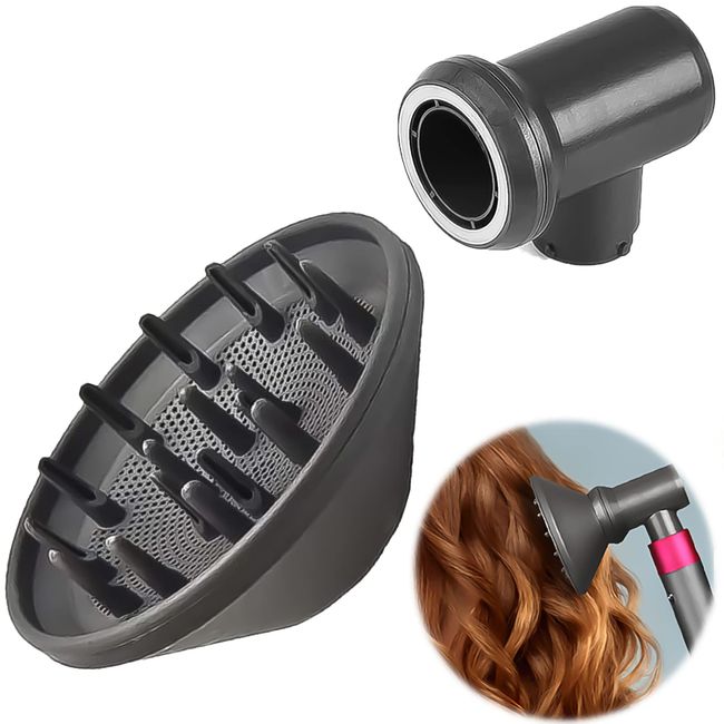 Diffuser and Adapter for Dyson Airwrap Styler HS01 HS05 Accessories, 1Diffuser, 1Adapter, Replacement Part Turn it into Styler Turns into a Hairdryer