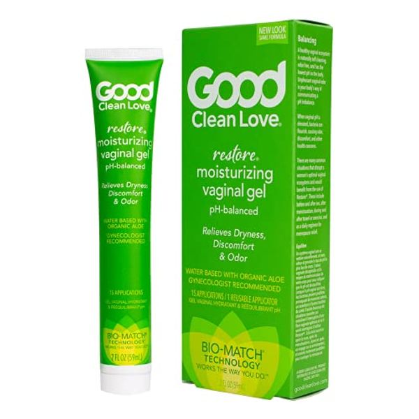 Good Clean Love Restore Moisturizing Vaginal Gel, pH-Balanced, Water-Based with Aloe Vera & Lactic Acid, Reduces Dryness, Discomfort & Odor for Women, 2 Oz