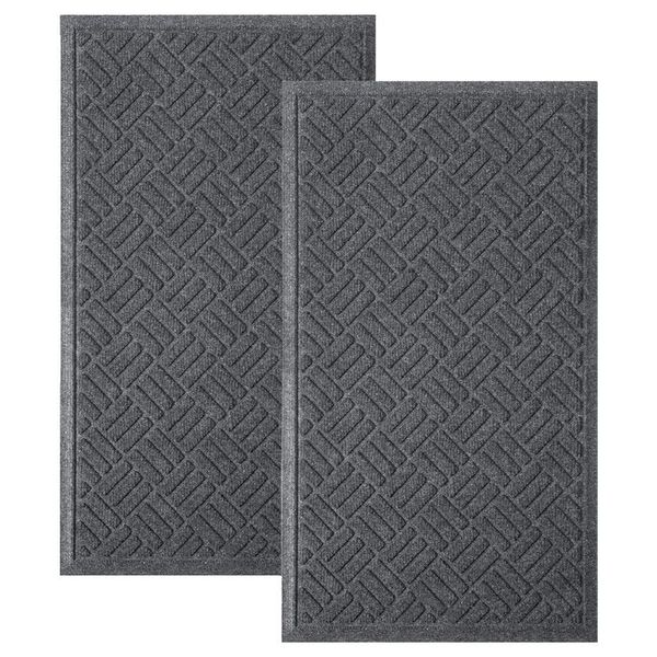 MATALL Front Door Mat 2 Pack Indoor and Outdoor Welcome Mat, Absorbent and Drain