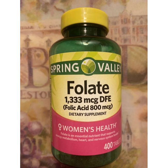 Spring Valley FOLIC ACID 800 mcg Supplement FOLATE 1333 mcg Pills 400 ct~02/2027