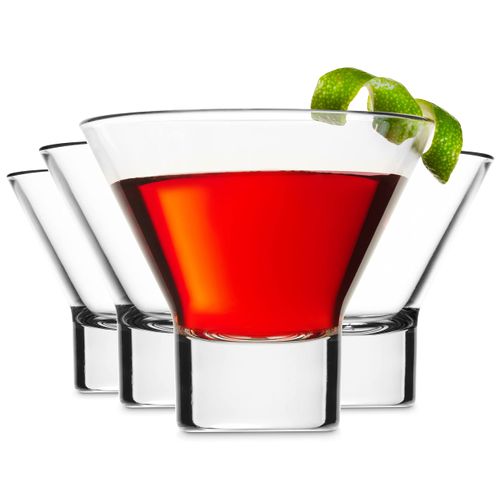 Godinger Martini Glasses - Set of 4, 8oz Dessert Cups, Italian Made Cocktail Glasses