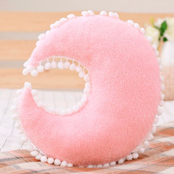 elfishgo Creative Star Moon and Cloud Plush Pillows Stuffed Toys (Pink, Moon)