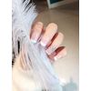 24pcs Medium Length False Nails for Bride 3D Nail Decoration Nail Tips