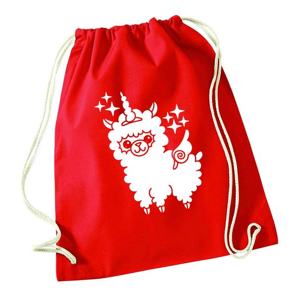 Flox Creative Red Drawstring Bag Llamacorn