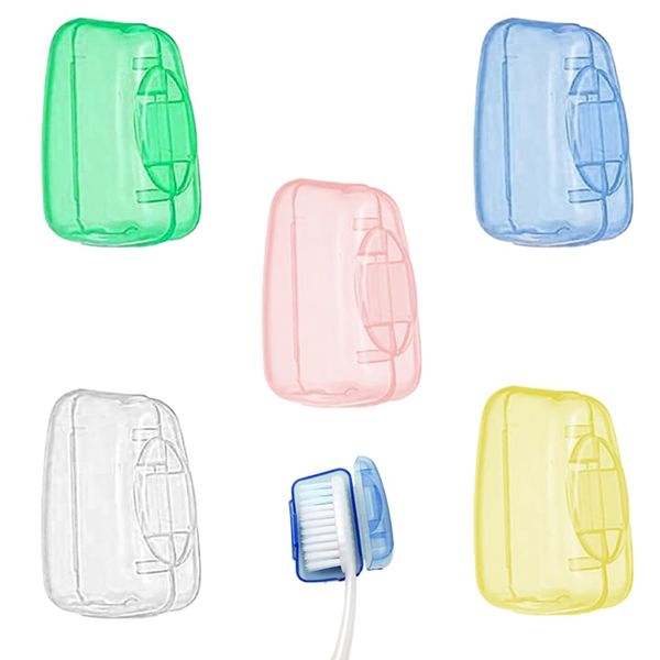 ZELHYEUU 5 Pcs Portable Toothbrush Head Covers, Toothbrush Protector Case, Travel Portable Toothbrush Head Covers, Toothbrush Head Cover Caps, Toothbrush Head Protector Cap