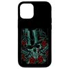 iPhone 15 Skeleton Skull Red Rose Gun Top Hat Smartphone Case