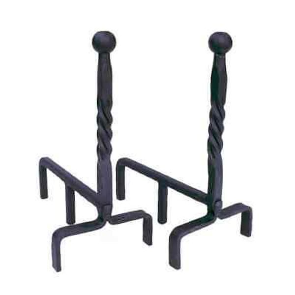 18.75"Tall Black Decorative Ball End Andirons for Fireplace Logs