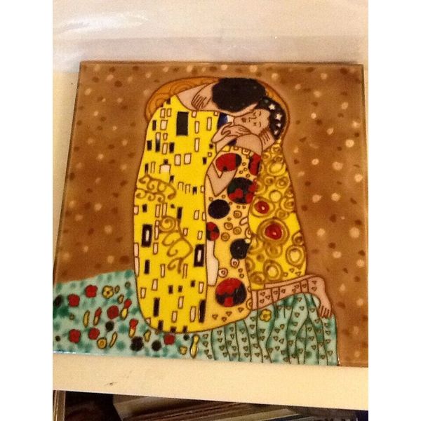 Lovely Textured Wall Tile Of The Kiss Painting 12" X 12"