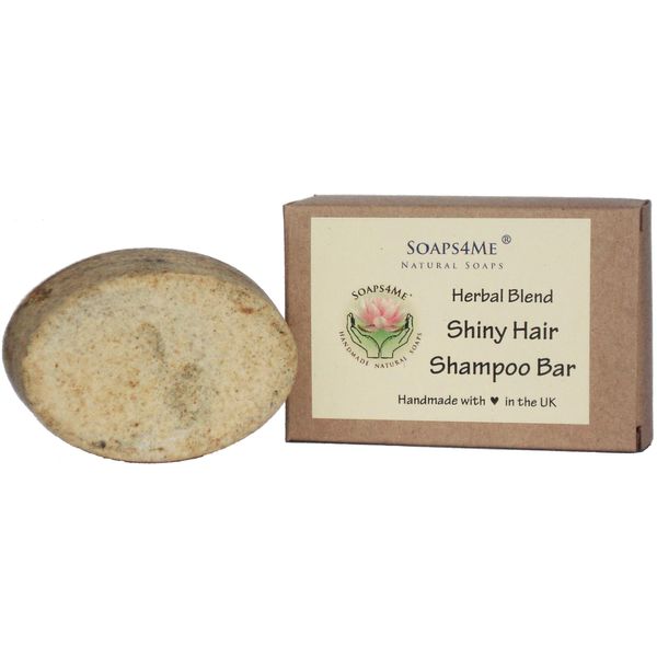 SOAPS4ME Handmade Shiny Hair Herbal Blend Shampoo Bar | with Ginger Root | Henna | Chia Seed | Amla | Tulsi | Shikakai | Reetha | Sulfate Free | For Men & Women