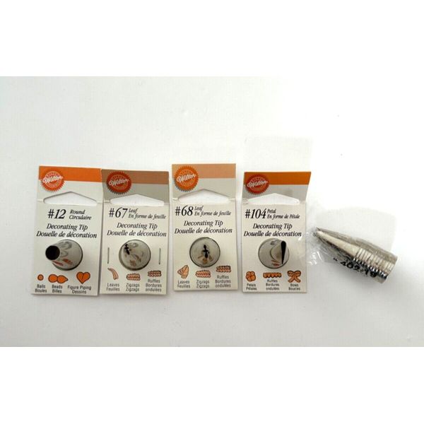 Cake Decorating WILTON Piping Frosting Tips LOT New #12 #67 #68 #104 Dozen #19s