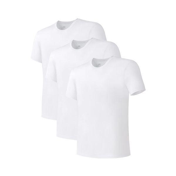 DAVID ARCHY Men's Undershirts 3 Pack Soft Comfy Bamboo Rayon Undershirts Breathable Tees Crewneck Underwear Shirts