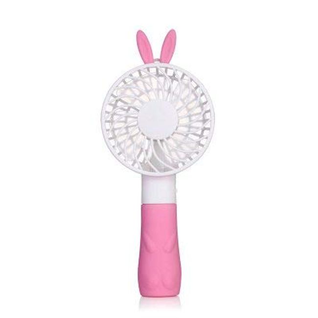 ZAZ Senpu-011 Rabbit (Pink), USB Rechargeable, Handy Fan, Mini Fan, B, Portable Fan, USB Cable Included, Handheld, Long Handle