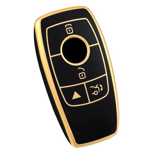 OFF WE GO Gold Black Mercedes Benz Key Fob Cover, Soft TPU Protection Case for 4 Button Smart Key