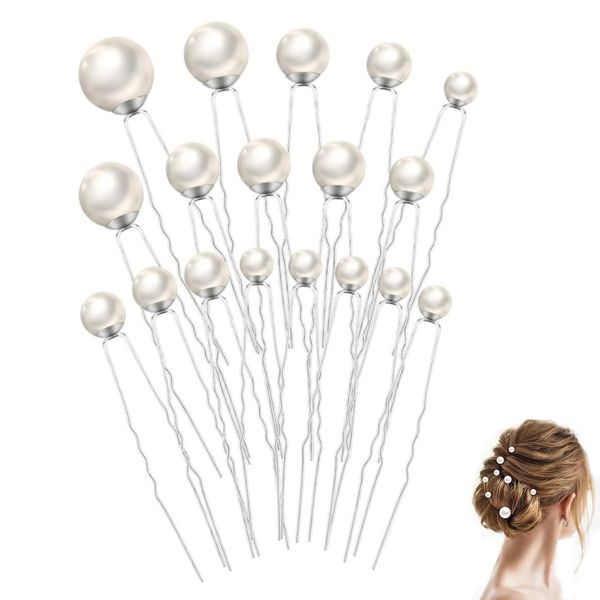 YFFSFDC U Pin Hairpin Pearl, Hair Ornament, Pearl Pin Diameter 0.3 - 0.8 inches (8 - 20 mm), Hair Accessories, Parties, Weddings, Graduation Ceremonies, Coming-of-age Ceremonies, Kimono Dresses,