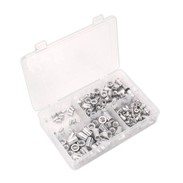 Sealey Ab073Ti Threaded Insert (Rivet Nut) Assortment 200Pc M4-M8 Splined Metric