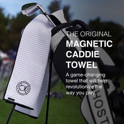 Ghost Golf Magnetic Towel (Caddie) - Premium Ultra-Absorbent Microfiber Golf Towel with Magnet for Golf Carts or Clubs - 18" x 40" Golfing Gear - Waffle Weave Pattern (Orange)