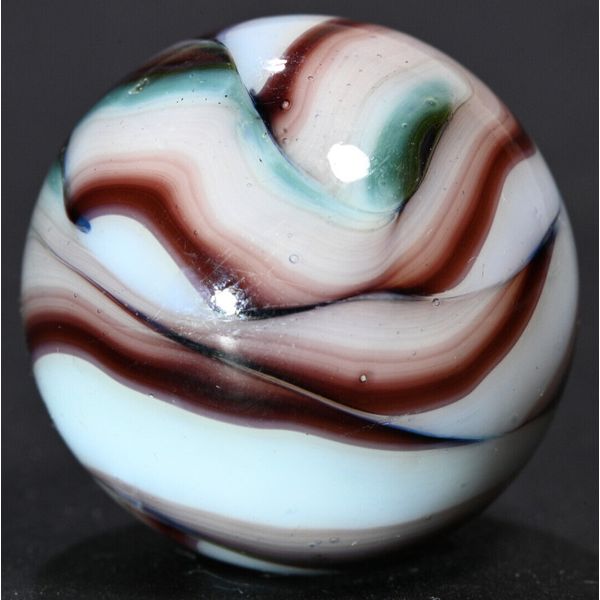 Veiligglas Opaque Vintage Marble Chrome Green Moody Umber 1950's 21.5mm 27/32''