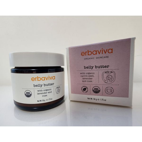 Belly Butter, Organic Skincare, Nt Wt. 1.75 oz / 5g, with organic carrot seed, lavender and rose