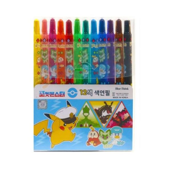 Pikachu 12 Count, Colored Pencil Set Twistable Crayons (Design May Vary) (12)