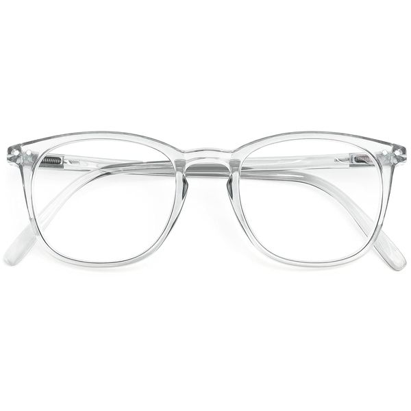 GAWK Type K Transparent Square Trapezoid Reading Glasses with Pouch Case