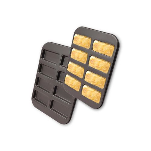 Gurlideo Mini Bread Pan Carbon Steel Cake Bread Mold Baking Pan Financier Baking Pan 8-Cavity for Oven Baking Mini Bars, Granola Bar Cornbread(Black)