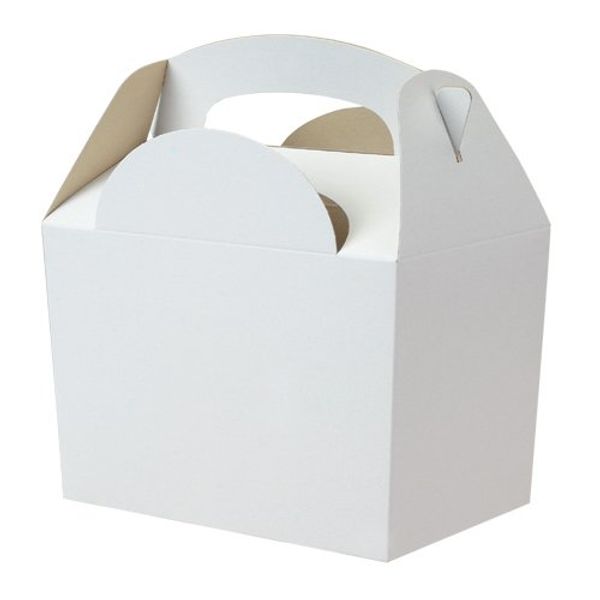 20 x White Birthday Party Food Gift Boxes - Kids Lunch Food Meal Box