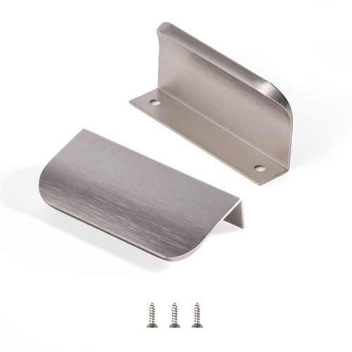 sunlithor Edge Finger Tab Pull for cabinets Kitchen Concealed Drawer pulls Aluminum Hidden Back Mount Door Handle for Home Pack of 10 Modern Brushed Nickel 3.15" Overall Length Easy Installation