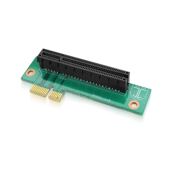 GINTOOYUN PCI-E 1X to 8X Riser Card Right Angle 90 Degree PCIE 1X Male to 8X Female Expansion Card for 1U Small Computer and Server Chassis