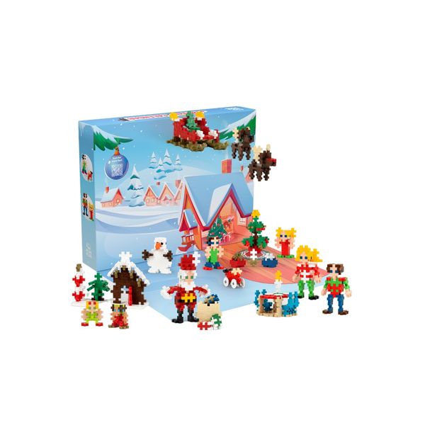 Plus Plus Christmas Advent Calendar 2024, 25 Kids Building Block Toys, Mini 3D Puzzle Kits, Fun Holiday Countdown Stem Gifts, 600 Pieces - Santa's Visit