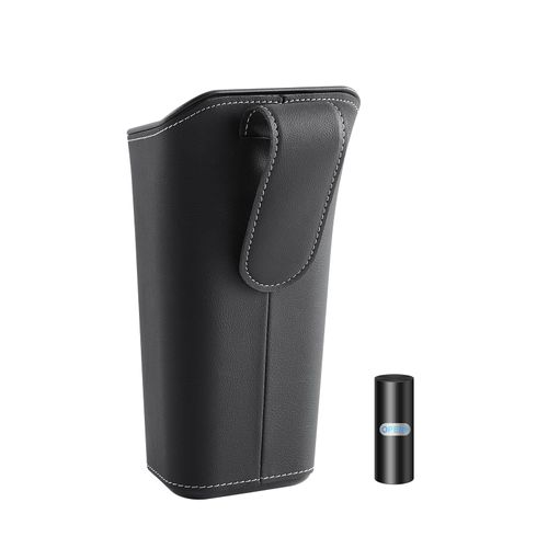 KAFANLIN Car Trash Can Backseat Front Back Seat Door Center Console Armrest Passenger Glovebox Organization Storage Trash Bin Cute Black Mini Small Garbage Can Umbrella Holder (clip on)