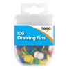 Drawing Pins, Coloured, Pack of 100