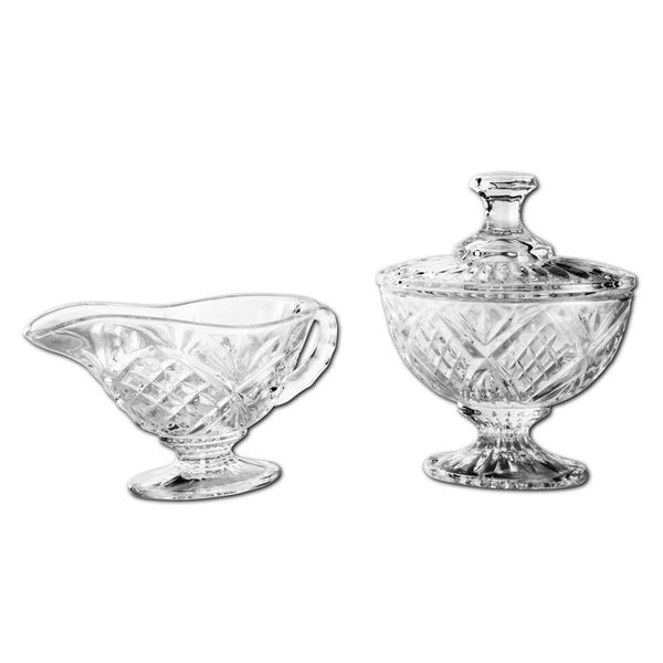 Godinger Dublin Sugar and Creamer Set, Clear