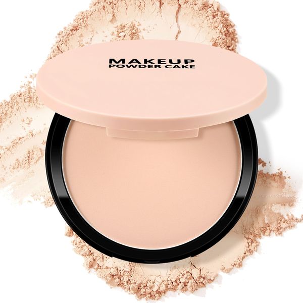 Boobeen Matte Pressed Face Powder, Oil Control Setting Powder Foundation Makeup, Poreless Finishing Powder, Lightweight Fine Compact Pressed Baking Powder, Flawless Translucent