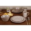 16 Piece Stoneware Dinnerware Service Set for 4 People - Distressed Weave, Mocca