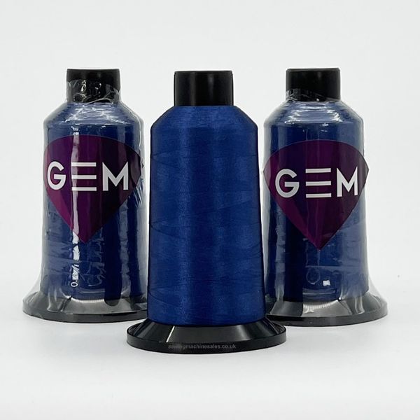 GEM Machine Embroidery Thread, 1x 3000M Cone, 40wt Polyester, Royal Blue, for Embroidery Machines