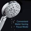 AquaSpa High Pressure 6-Setting Luxury Handheld Shower Head with Extra Wall Bracket, Chrome Finish