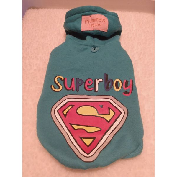 Small Mummy's Little Superboy Pet Dog Cat Sweater Winter Costume Clothes