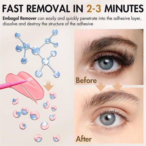 Embagol Lash Remover for Lash Extensions 10g No Burn Cream Remover With Micro Cotton Swabs and Eye Pad Sticker Professional Eyelash Extensions Lash Tech Salon Supplies