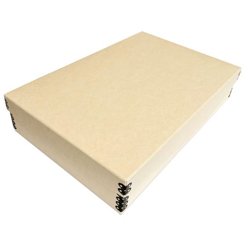 Lineco Museum Archival Storage Box, 11.75x17.75x3.75 in. Drop Front Design. Acid-Free with Metal Edge. Organize Photos, Pictures, Prints, Documents, Crafts, DIY. Tan, 1 Pack
